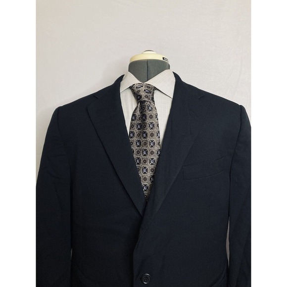 Hickey Freeman Mens Sport Coat Blazer Suit Jacket 42R 46" Navy Blue 2 Button - Picture 1 of 11